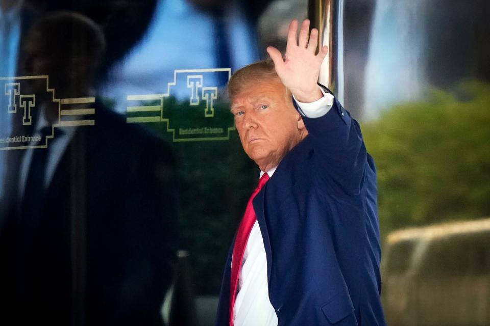 Former President Donald Trump arrives at Trump Tower in New York on April 3, 2023.