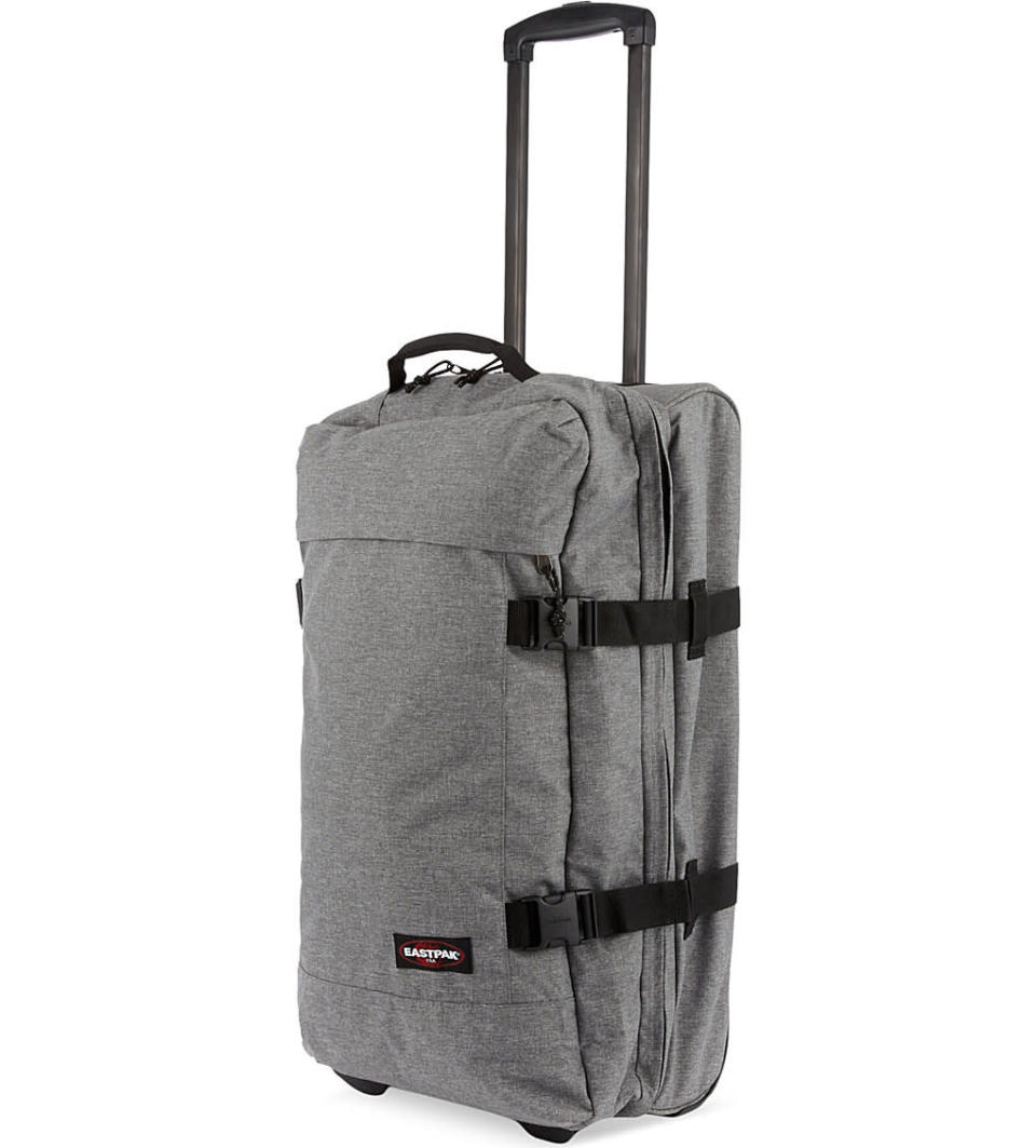 <p>Say hello, to this most stylish soft suitcase ever. <i><a href="http://www.selfridges.com/GB/en/cat/eastpak-transfer-large-two-wheel-suitcase-77cm_193-84022787-EK663SUNDAYGREY/?previewAttribute=Sunday+grey&_%24ja=tsid:32619%7Cprd:79682&cm_mmc=AFFIL-_-AWIN-_-79682-_-0RpXOIXA500&awc=3539_1464342316_7a122699a3dcf6d24923021d33d6c4f5&utm_source=Affiliates&utm_medium=79682&utm_term=na&utm_content=na&utm_campaign=na" rel="nofollow noopener" target="_blank" data-ylk="slk:[Eastpack, £130];elm:context_link;itc:0;sec:content-canvas" class="link ">[Eastpack, £130]</a></i></p>