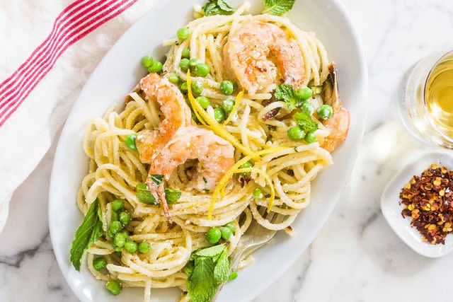 Shrimp Scampi with Peas and Shrimp