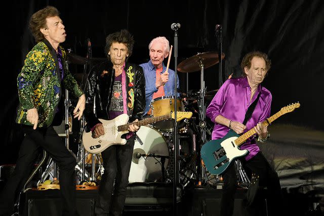 Kevin Winter/Getty 'Hackney Diamonds' is the first album that the Rolling Stones have released since the 2021 death of their drummer Charlie Watts (pictured third from the left with band mates Mick Jagger, Ronnie Wood and Keith Richards).