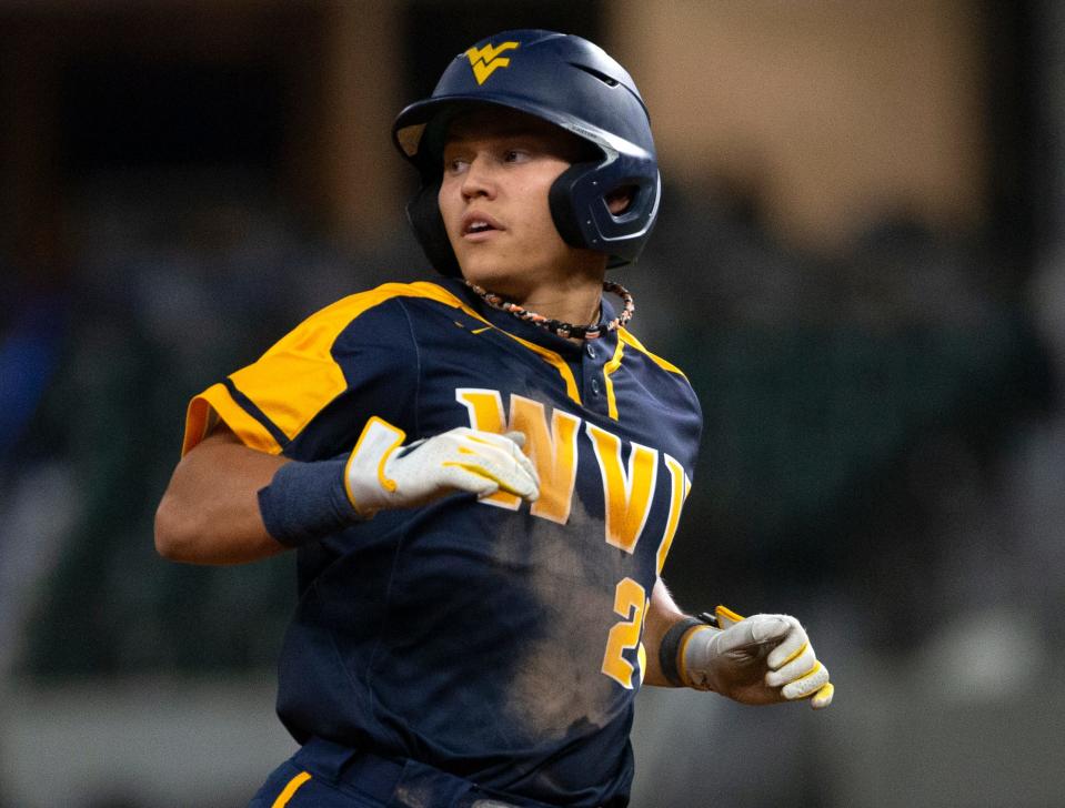 West Virginia second baseman J.J. Wetherholt leads NCAA Division I this season with a .470 batting average. He also leads the Big 12 in slugging percentage, OPS, runs, hits and stolen bases.