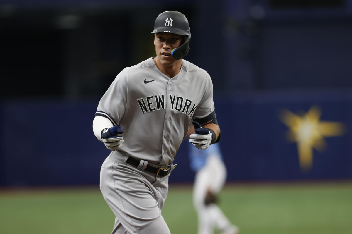 Watch as Aaron Judge's batting practice homer smashes into a concession  stand