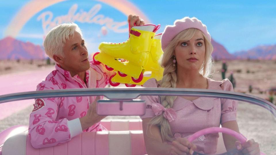 PHOTO: Ryan Gosling as Ken and Margot Robbie as Barbie as shown in a scene from Warner Bros. Pictures' 'Barbie.' (Courtesy Warner Bros. Pictures)
