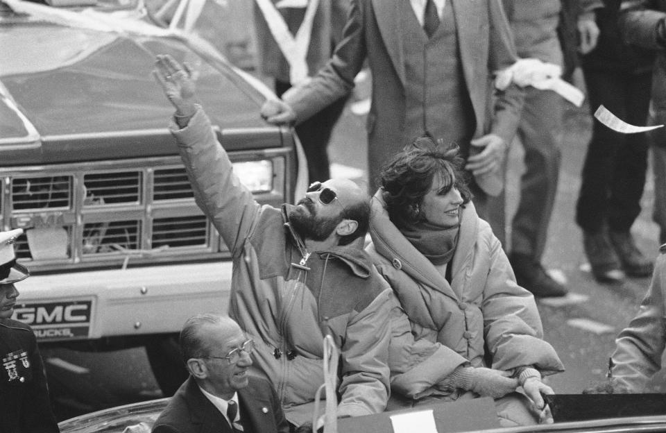 Barry Rosen, a former hostage at the U.S. Embassy in Tehran, Iran, during a welcome back parade in New York City in January 1981.