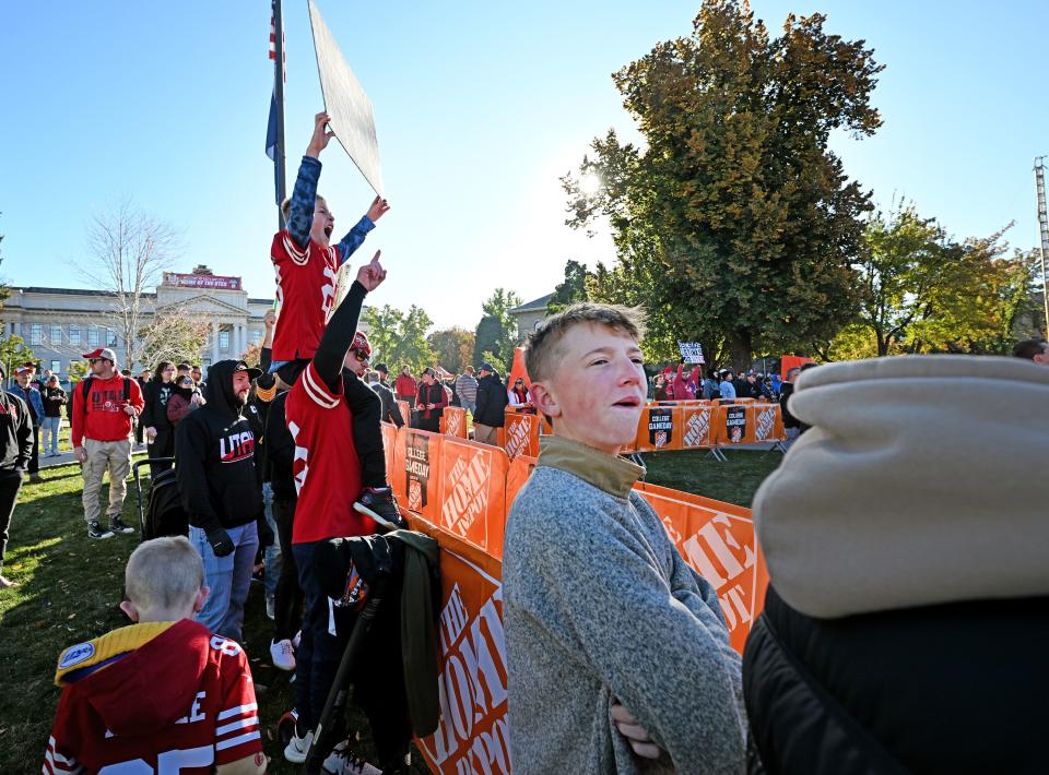 Fans cheer during the Pat McAfee Show at the University of Utah on Friday, Oct. 27, 2023. | Scott G Winterton, Deseret News