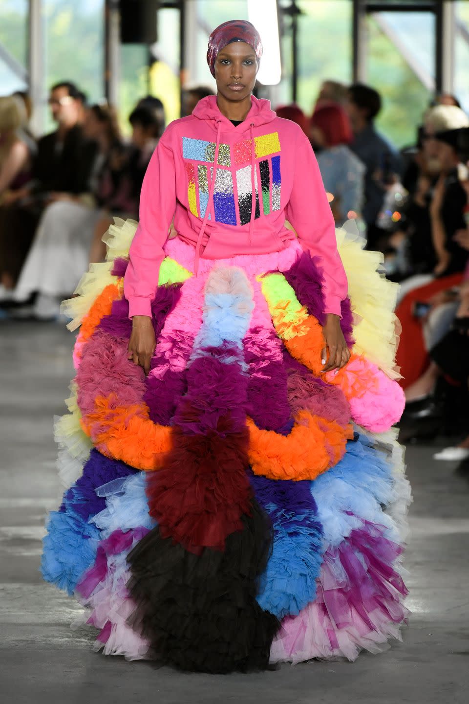 model on the runway at germanier ready to wear spring 2024 on september 26, 2023 in paris, france photo by dominique maitrewwd via getty images