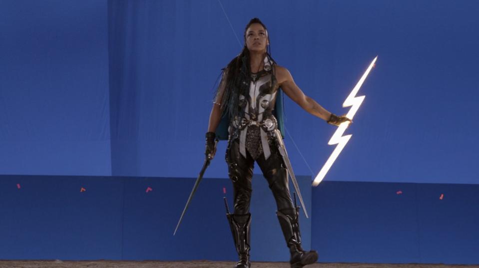 Tessa Thompson on the set of "Thor: Love and Thunder."