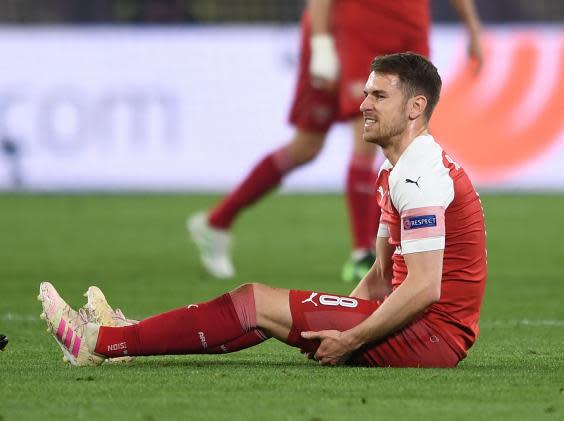 Aaron Ramsey: Arsenal midfielder could play again this season after hamstring injury says Unai Emery