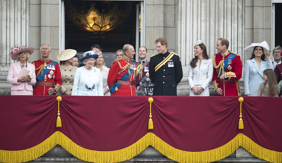 Prince Harry with Prince William, Kate Middleton and royal family