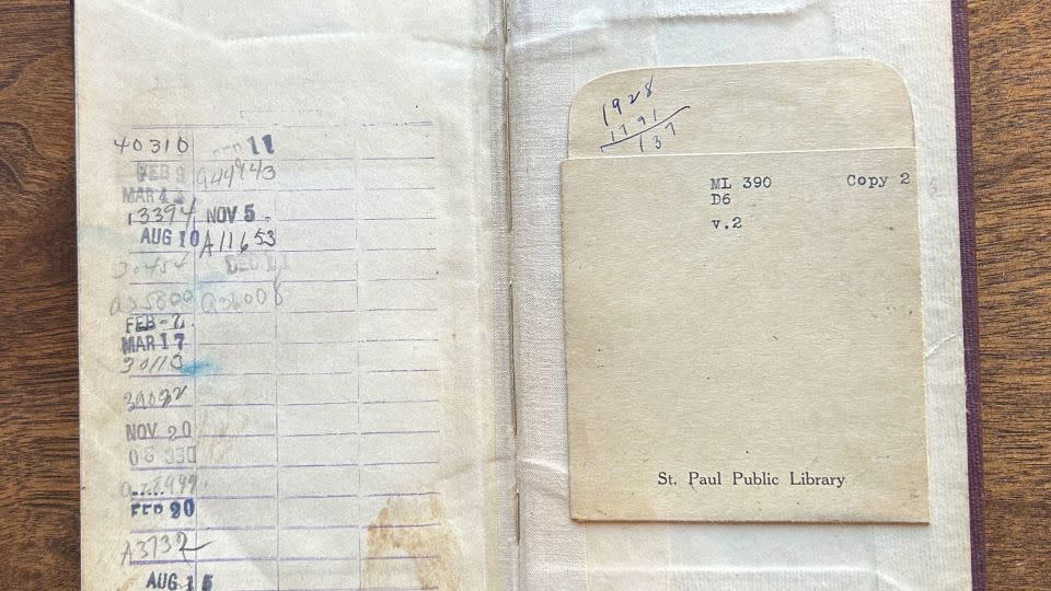 "Famous Composers vol. 2" likely survived a fire that destroyed Saint Paul's library because it was on loan at the time. - From Saint Paul Public Library/X