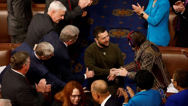 PHOTO: Ukraine's President Volodymyr Zelensky arrives to address the US Congress at the US Capitol in Washington, D.C., on Dec. 21, 2022. (Samuel Corum/AFP via Getty Images)