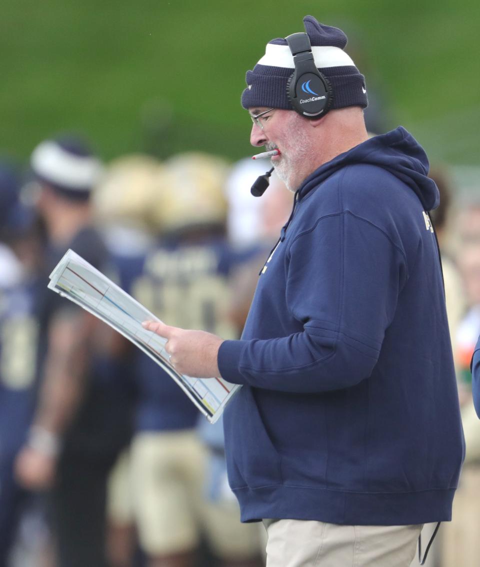 University of Akron coach Joe Morehead on the sidelines during the second quarter against NIU on Saturday in Akron.