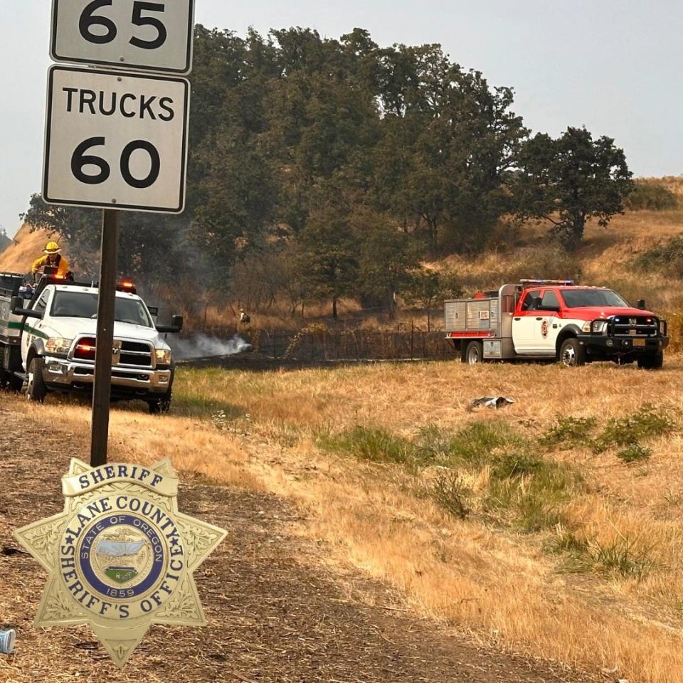 Fire crews put out multiple fires south of Eugene on Saturday. A 52-year-old man was arrested for allegedly lightning the fires along Interstate 5 in Goshen.