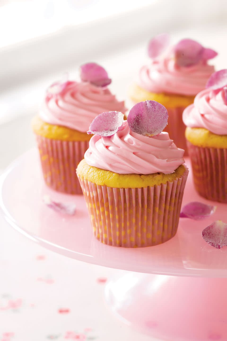 <p>Everyone gifts roses on Valentine's Day, but these cupcakes are a much sweeter treat.</p><p><a href="https://www.womansday.com/food-recipes/food-drinks/recipes/a10661/rose-petal-cupcakes-122024/" rel="nofollow noopener" target="_blank" data-ylk="slk:Get the Rose Petal Cupcakes recipe.;elm:context_link;itc:0;sec:content-canvas" class="link "><em>Get the Rose Petal Cupcakes recipe.</em></a></p>
