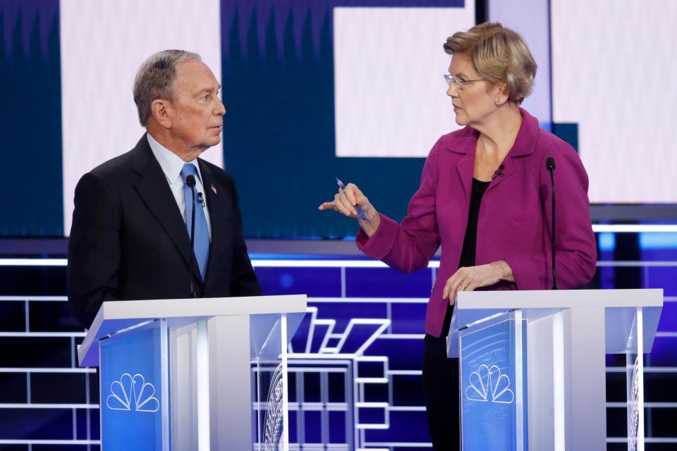 Elizabeth Warren turns on Mike Bloomberg at the Democratic debate in Las Vegas: AP