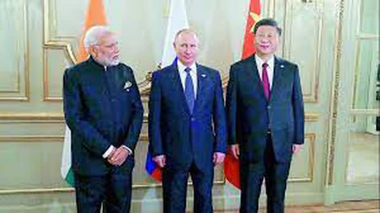 Narendra Modi, Vladimir Putin y Xi Jinping.