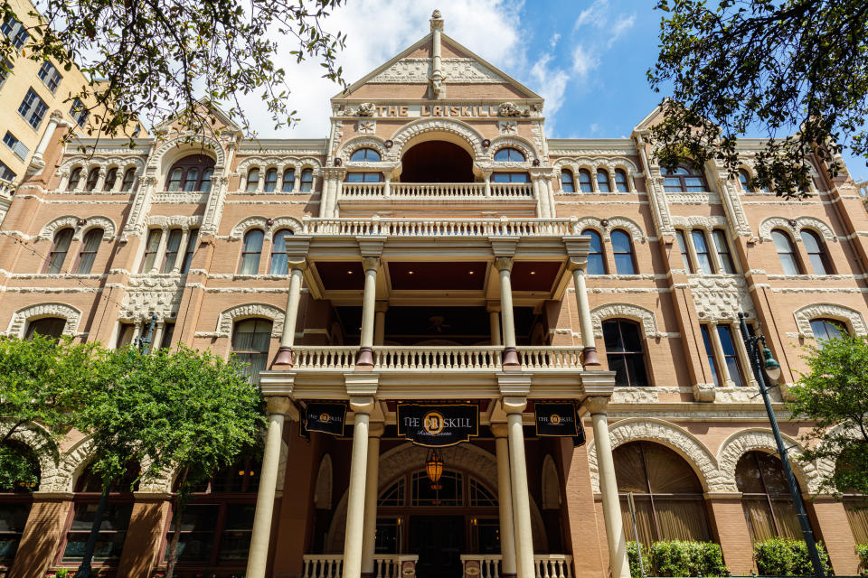 The exterior of an old hotel