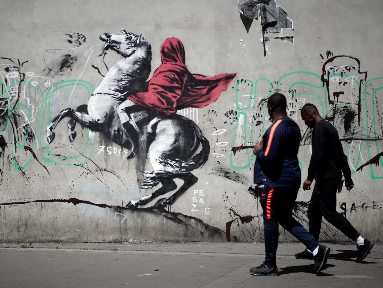 A recent artwork believed to be attributed to British activist-artist Banksy is pictured in Paris, France: Benoit Tessier/Reuters