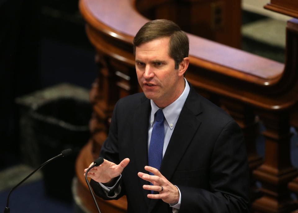 Kentucky Gov. Andy Beshear delivered the State of The Commonwealth at the Capitol on Jan. 5, 2022.