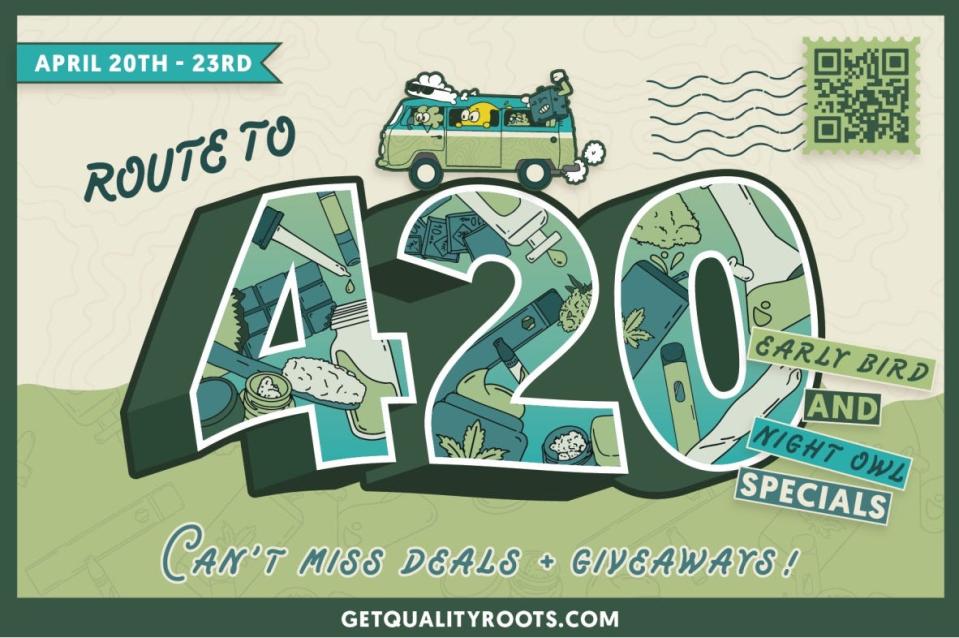 Quality Roots' Route to 420 event flyer.