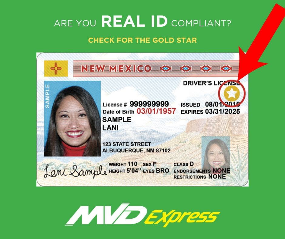 Las licencias de conducir y tarjetas de identificación que tengan una estrella dorada cumplen con la Real ID