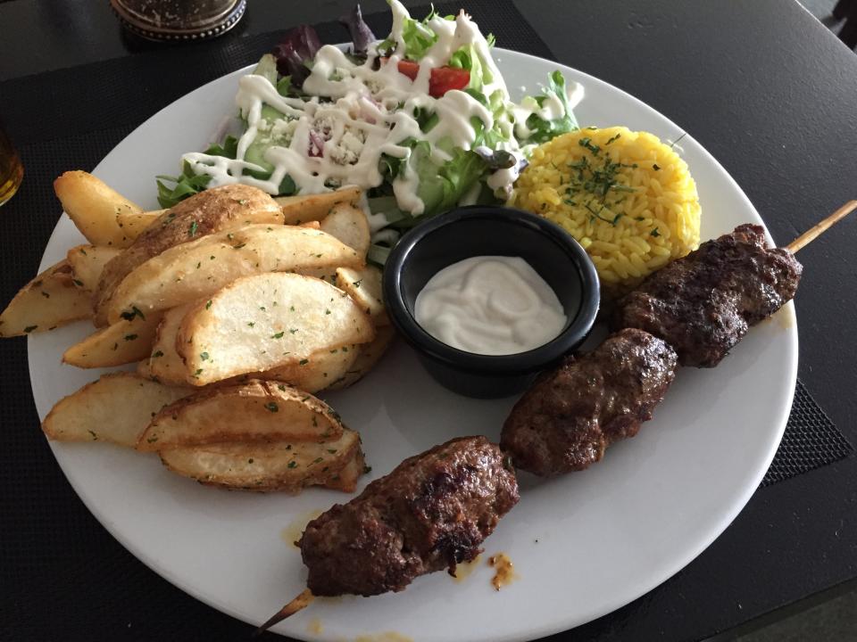 The kefta kebab plate at the Little Morocco Cafe in Burlington.