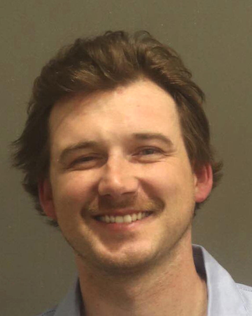 This photo released by the Metro Nashville Police Department shows Country music artist Morgan Wallen. Wallen has been arrested after police say he threw a chair off the rooftop of a newly opened six-story bar in downtown Nashville, Tenn., early Monday, April 8, 2024. (Metro Nashville Police Department via AP)