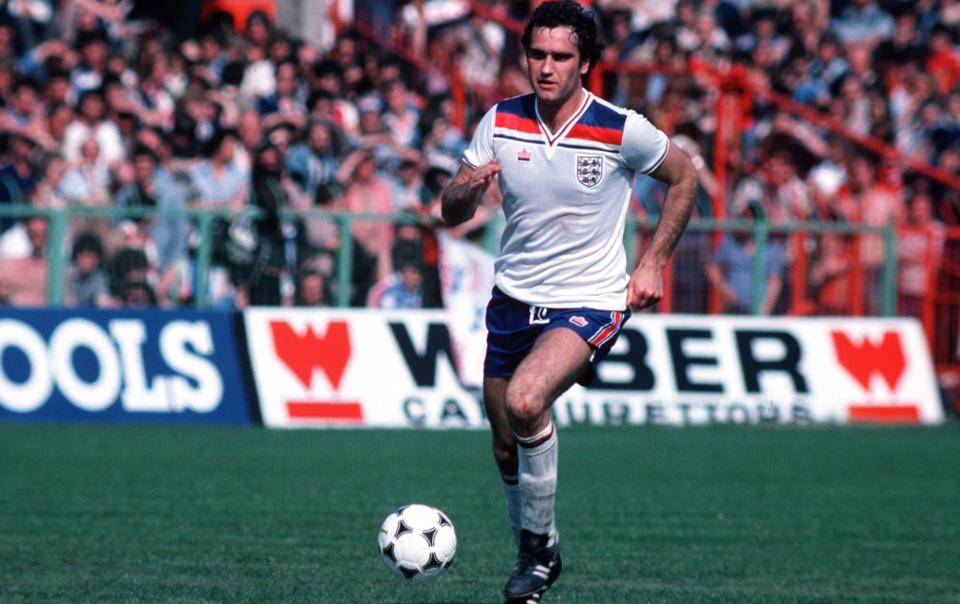 In action for England against Wales during the Home Championship in 1980