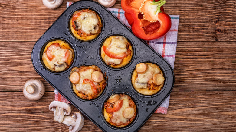 Mini deep-dish pizzas