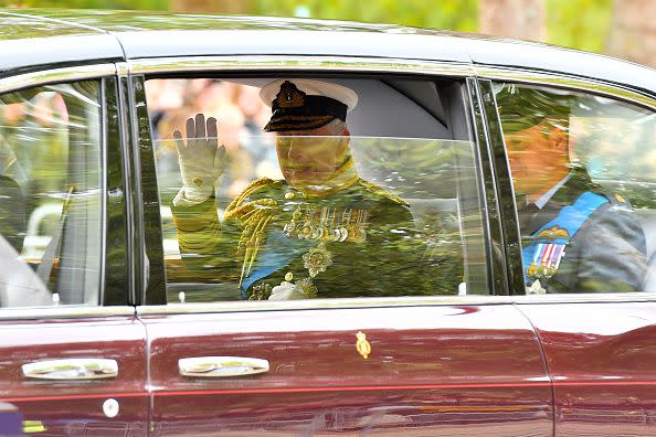 LONDON, ENGLAND - SEPTEMBER 19: King Charles III is seen on The Mall ahead of The State Funeral of Queen Elizabeth II on September 19, 2022 in London, England. Elizabeth Alexandra Mary Windsor was born in Bruton Street, Mayfair, London on 21 April 1926. She married Prince Philip in 1947 and ascended the throne of the United Kingdom and Commonwealth on 6 February 1952 after the death of her Father, King George VI. Queen Elizabeth II died at Balmoral Castle in Scotland on September 8, 2022, and is succeeded by her eldest son, King Charles III.  (Photo by Anthony Devlin/Getty Images)