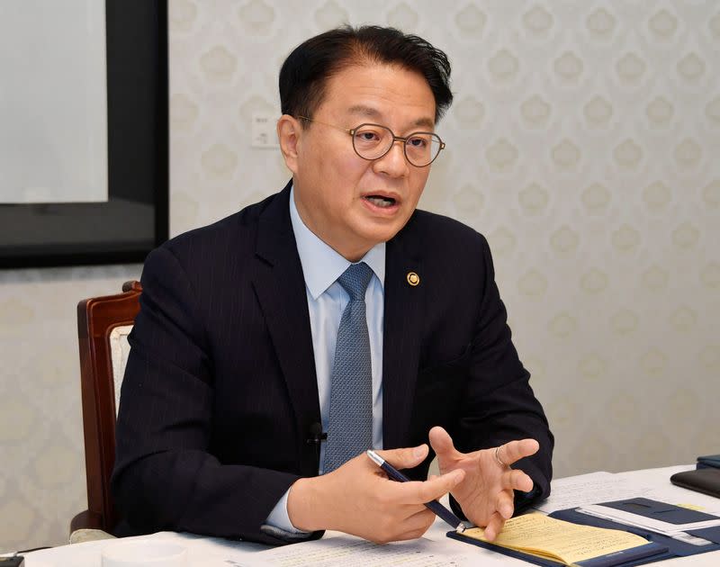 South Korea's 1st Vice Minister of Economy and Finance Bang Ki-sun, speaks during an interview in Seoul