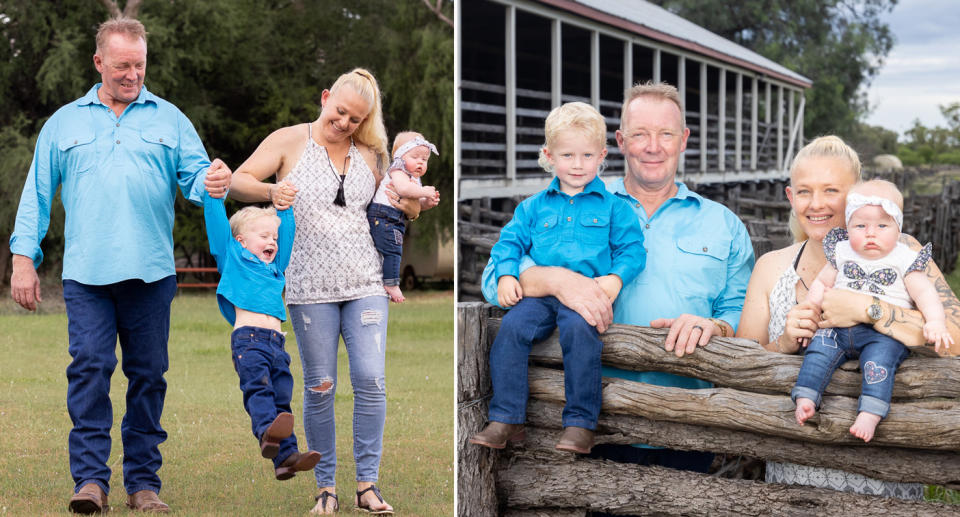 Sam Cook with partner Tony and kids after ovarian cancer diagnosis. 