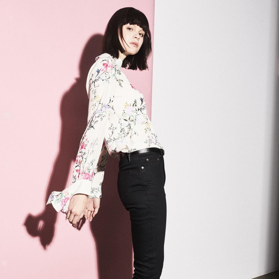 The covetable line features dainty floral prints and sharp suiting.