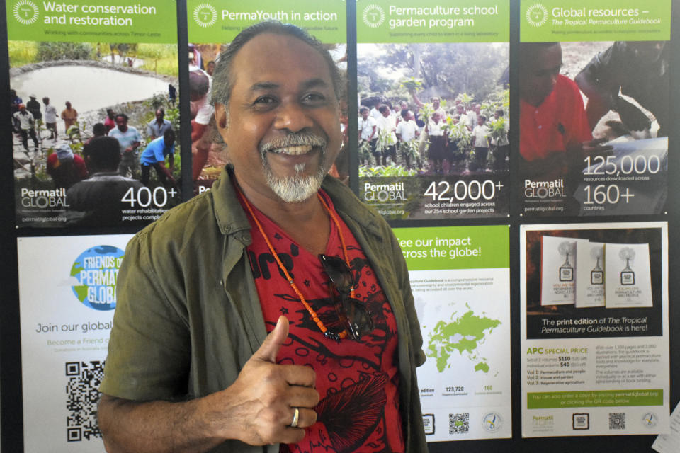 In this undated handout photo provided by the Ramon Magsaysay Awards Foundation, 2023 Ramon Magsaysay Awardee Eugenio Lemos from Timor-Leste poses in Adelaide, South Australia on 2023. A Philippine university professor who became a peace negotiator and helped ease decades of Muslim insurgency violence in her country and an Indian doctor, who left a major hospital career to treat desperate cancer patients in a far-flung region were among those who won this year's Ramon Magsaysay Awards, regarded as Asia's version of the Nobel Prize. (Ramon Magsaysay Awards Foundation via AP)