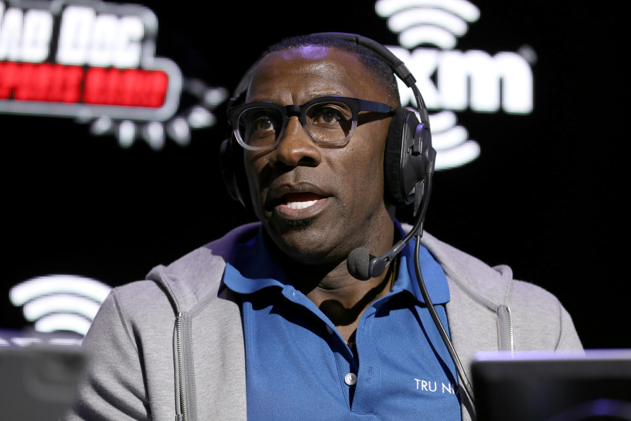 MIAMI, FLORIDA - JANUARY 29: Former NFL player Shannon Sharpe speaks onstage during day one with SiriusXM at Super Bowl LIV on January 29, 2020 in Miami, Florida. (Photo by Cindy Ord/Getty Images for SiriusXM )