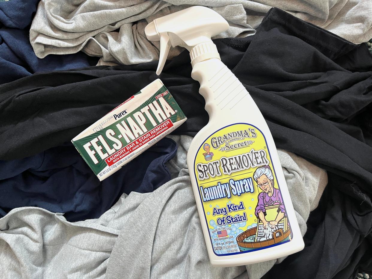 Fels-Naptha stain remover and Grandma's spot remover and laundry spray