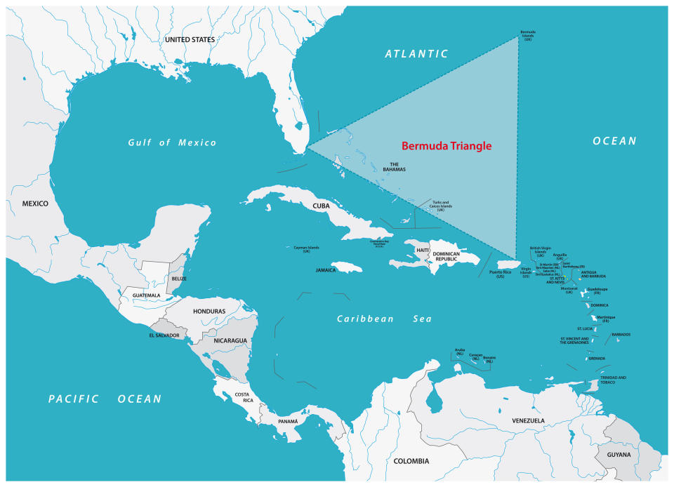 A map showing the Bermuda Triangle