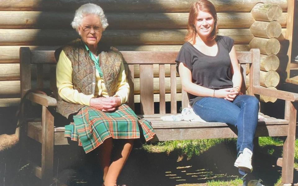 A picture of Princess Eugenie with the late Queen