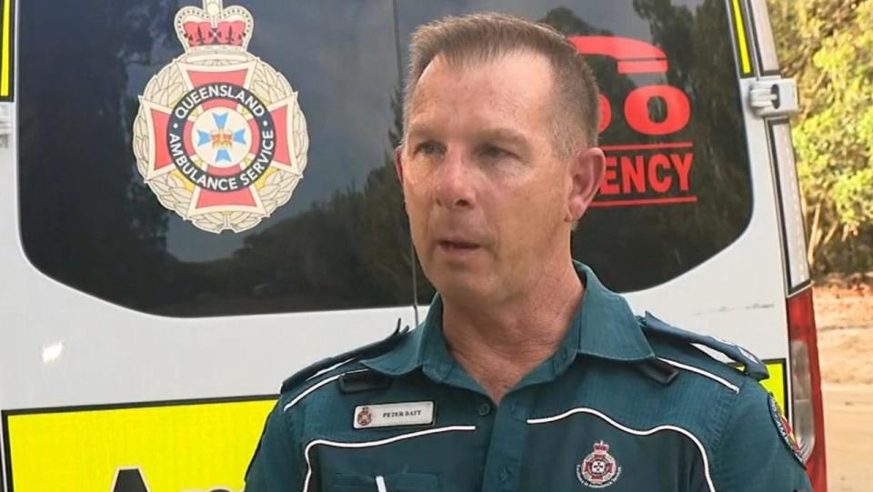 QAS paramedic Peter Batt praised the work of the people who rendered first aid. Picture: Nine News