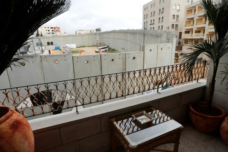 Banky's Walled-Off Hotel is only four metres (yards) from the controversial Israeli wall which cuts through the occupied West Bank and all the rooms face it