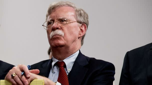 PHOTO: National Security Adviser John Bolton attends a meeting with President Donald Trump as he meets with Indian Prime Minister Narendra Modi at the G-7 summit in Biarritz, France, Aug. 26, 2019. (Andrew Harnik/AP, FILE)