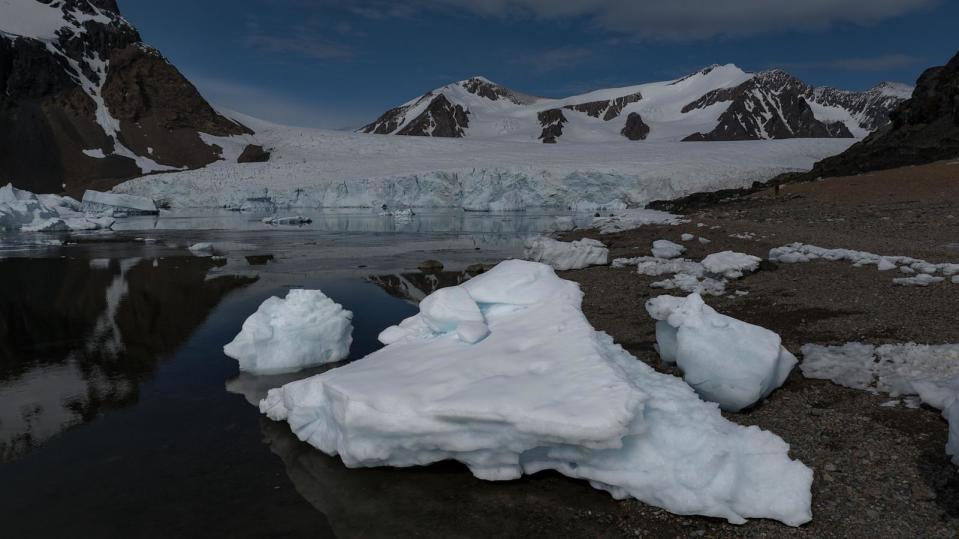 PHOTO: A view of the eroded type of iceberg in Antarctica, Feb. 22, 2024.  (Sebnem Coskun/Anadolu via Getty Images)