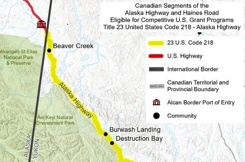 The Shakwak corridor of the Alaska Highway will be upgraded between the U.S./Canada border and Destruction Bay.