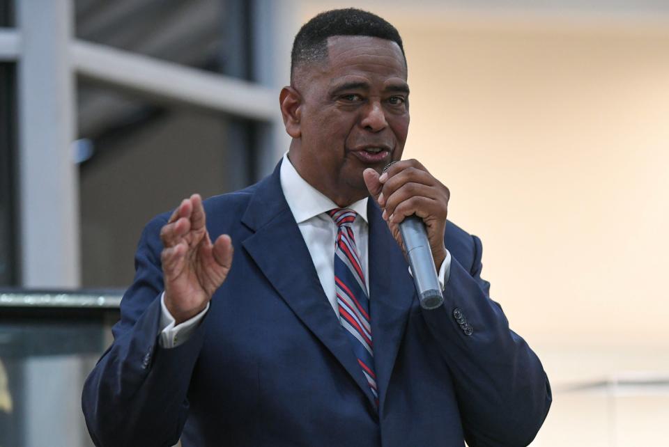 Stanley Campbell, Democrat candidate for U.S. Senate, is seen announcing his candidacy for the U.S. Senate. Campbell is entering the race on Wednesday, Nov. 15, 2023, in Fort Pierce, to take away Rick Scott’s seat.