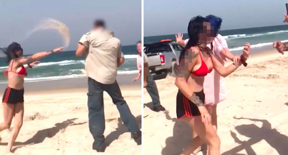 A woman has been charged after two rangers were allegedly assaulted on a Bribie Island beach. Source: Queensland Police