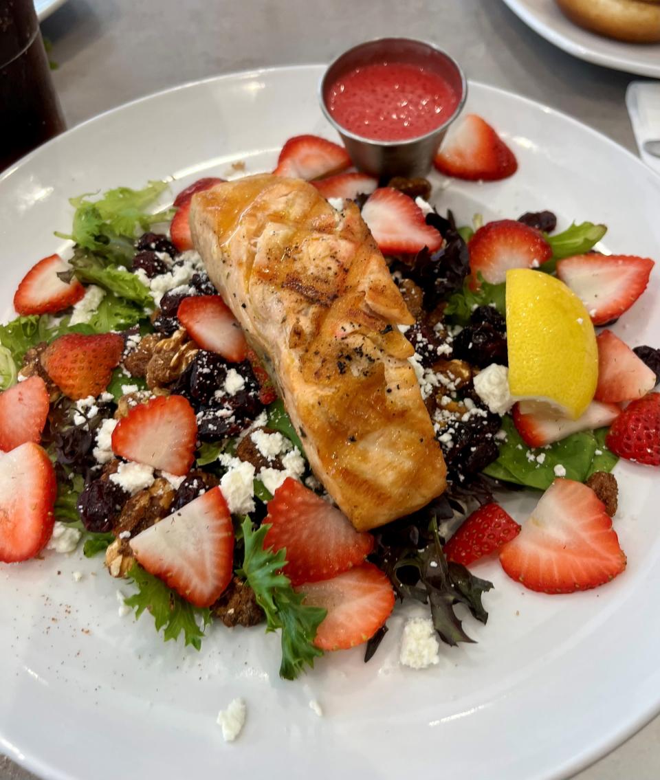 Cranberry walnut salad with salmon was a hit with us at La Ola in Fort Myers.