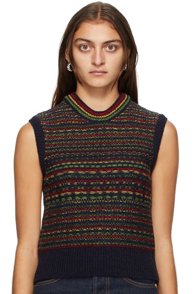 8) Navy Wool Fair Isle Vest