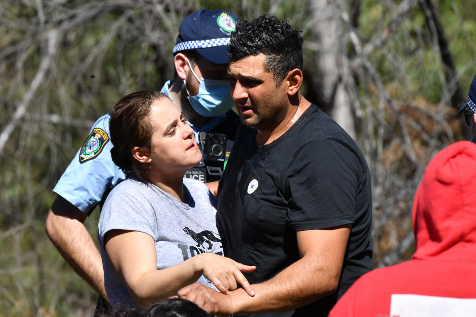 An emotional Anthony and Kelly Elfalak after learning AJ had been found alive. Source: AAP