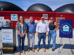 Vanguard Renewables joined partners from Vermont Creamery, Goodrich Family Farm, and the State of Vermont to celebrate the inclusion of Vermont Creamery as the newest member of the Farm Powered Strategic Alliance at Vanguard's anaerobic digester facility, the largest in the northeast, located on the Goodrich Family Farm in Salisbury, Vermont.

Pictured From L to R: President Adeline Druart, Vermont Creamery, Secretary of Agriculture Anson Tebbetts, State of Vermont, Chief Strategy Officer John Hanselman, Vanguard Renewables, and Co-Owner and Herdswoman Danielle Goodrich-Gingras, Goodrich Family Dairy Farm.