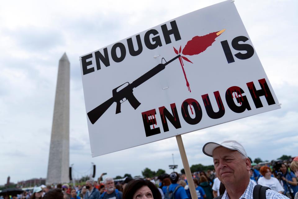 Gun control rally at the Washington Monument on June 11, 2022.